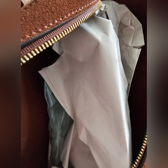 Madewell Brown Suede Bag with Green and Yellow Accents - Picture 6 of 10